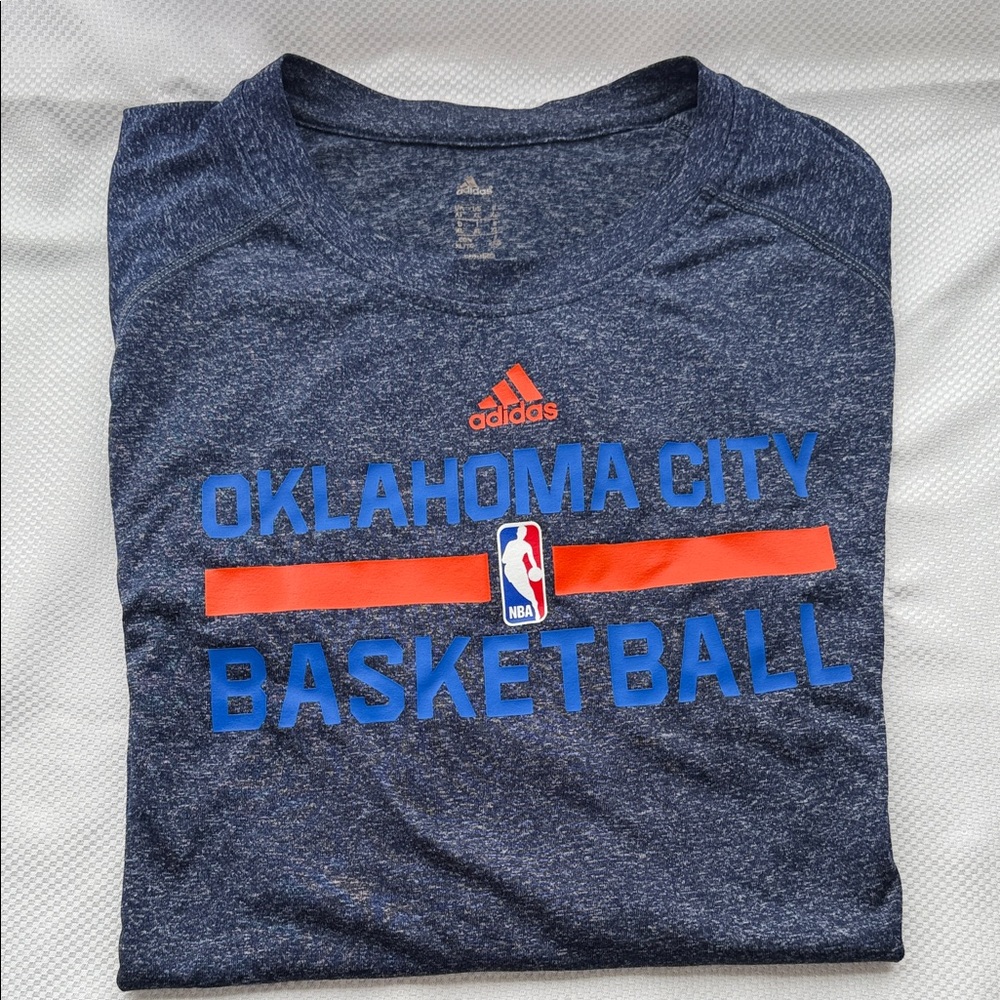 Adidas Oklahoma City Basketball Blue and Orange Basketball SS Tee - XL